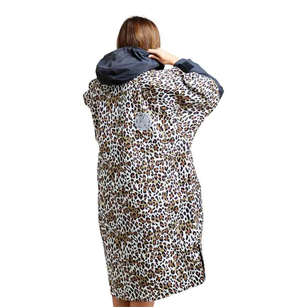 White Water Hard Shell Drying / Changing Robe - Animal Print/Black Lining - Changing Robe Poncho Towel by White Water