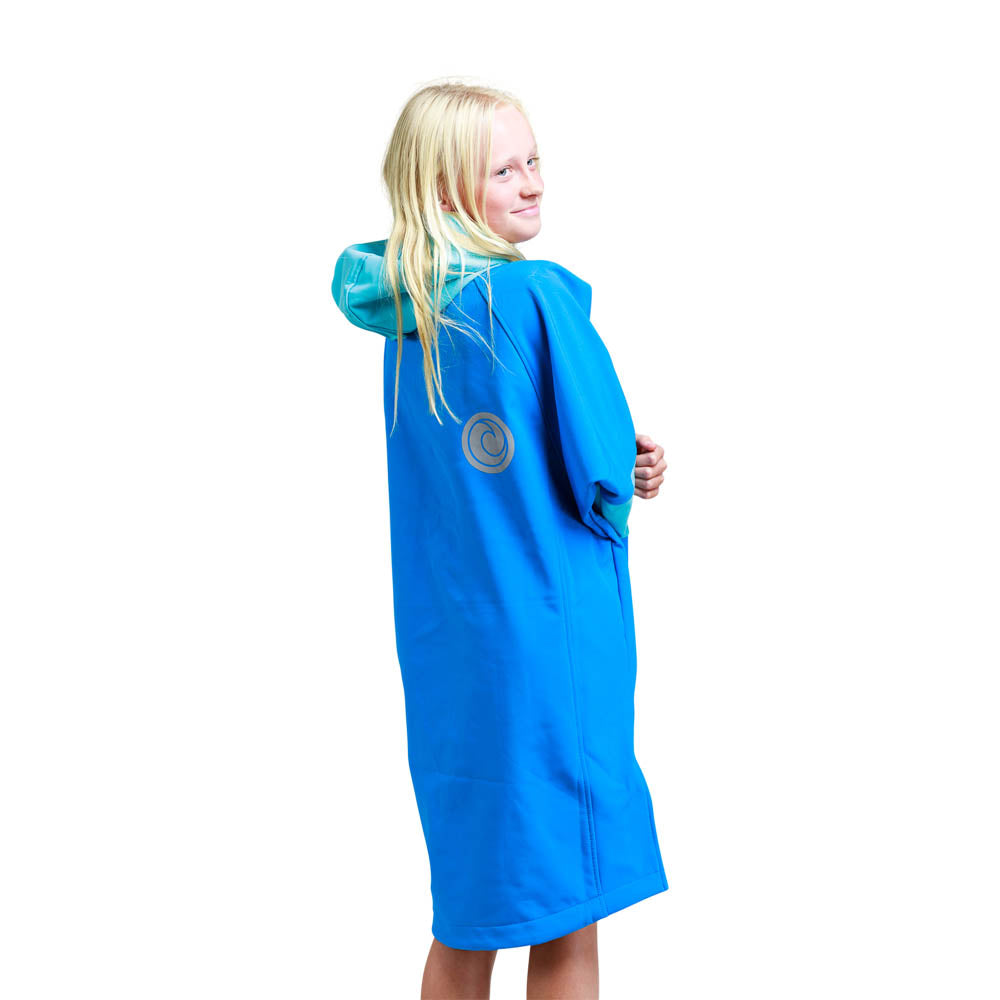 White Water Kids Soft Shell Childrens Drying / Changing Robe - Cobalt/Grey Lining - Changing Robe Poncho Towel by White Water One Size