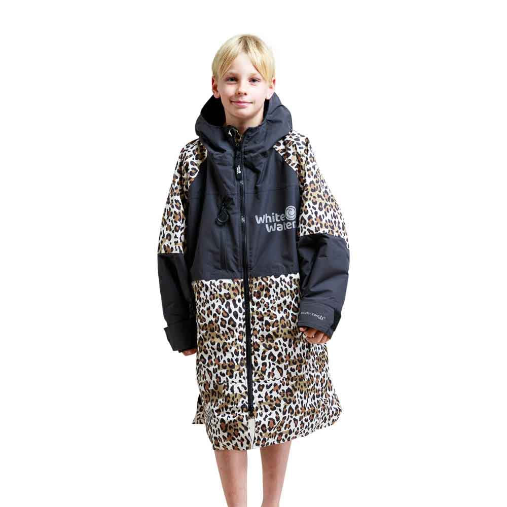 White Water Kids Hardshell Childrens Drying / Changing Robe - Animal Print/Black Lining - Changing Robe Poncho Towel by White Water One Size