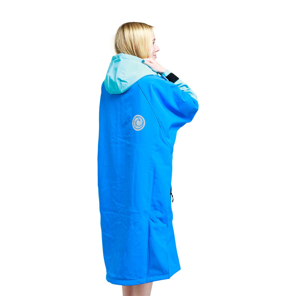 White Water Softshell Drying / Changing Robe - Cobalt Blue/Grey Lining - Changing Robe Poncho Towel by White Water