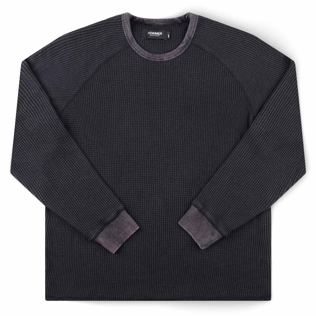 Former Austin Gilette Acid Waffle Longsleeve - Acid Black - Mens Crew Neck Sweatshirt by Former