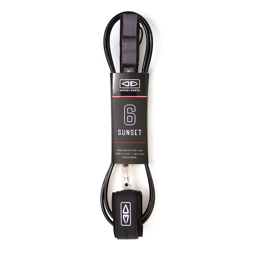 Ocean And Earth 6ft Sunset Leash - Black - 6ft Surfboard Leash by Ocean and Earth 6ft