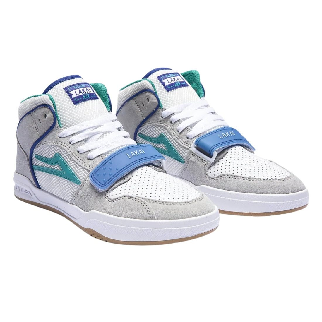 Lakai Telford Mid Skate Shoes - White/Gum Suede - Mens High Top Trainers by Lakai