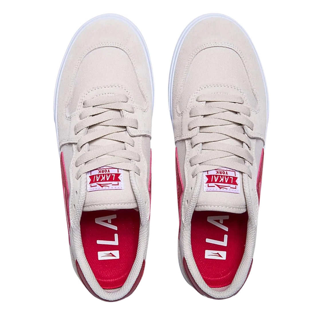 Lakai York Skate Shoes - White/Red Suede - Mens Skate Shoes by Lakai