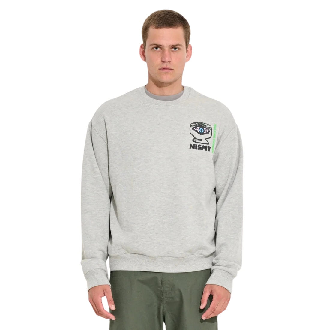 Misfit Walking Wonders Crew Sweater - Ash Heather - Mens Crew Neck Sweatshirt by Misfit