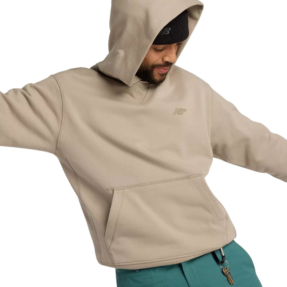 New Balance Numeric French Terry Hoodie - Arid Stone - Mens Pullover Hoodie by New Balance Numeric