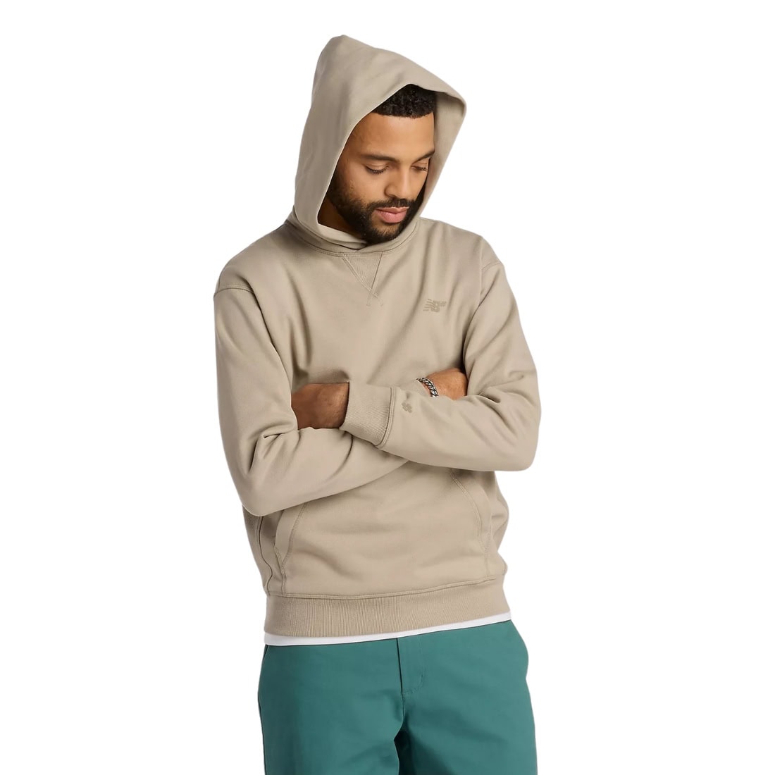 New Balance Numeric French Terry Hoodie - Arid Stone - Mens Pullover Hoodie by New Balance Numeric