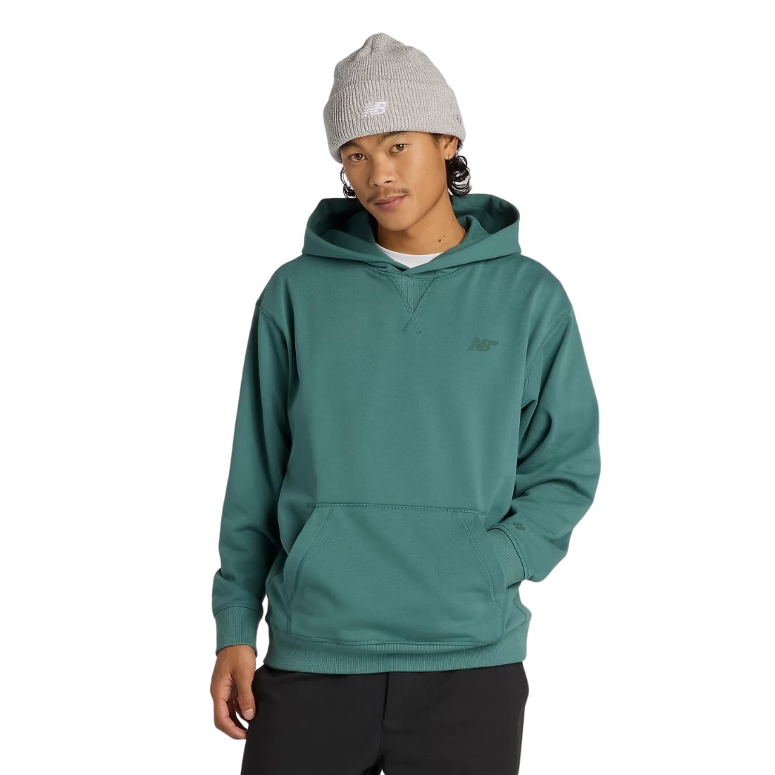 New Balance Numeric French Terry Hoodie - New Spruce - Mens Pullover Hoodie by New Balance Numeric