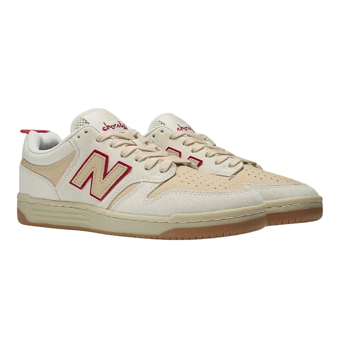 New Balance Numeric NM480 x Chocolate Skate Shoes - Sea Salt/Red - Mens Skate Shoes by New Balance Numeric