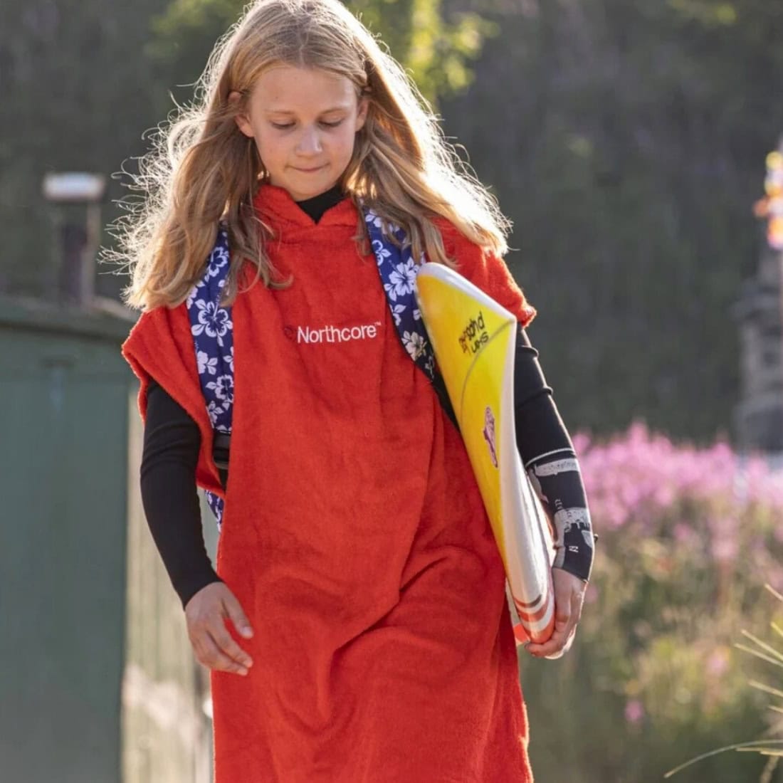 Northcore Kids Beach Basha Hooded Towel Changing Robe / Poncho - Red - Changing Robe Poncho Towel by Northcore One Size