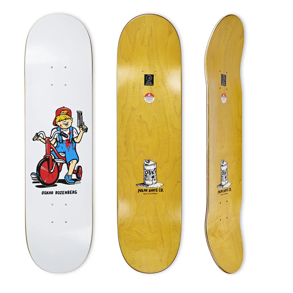 Polar 8.25" Oskar Rozenberg Tricycle Deck - White - Skateboard Deck by Polar 8.25 inch