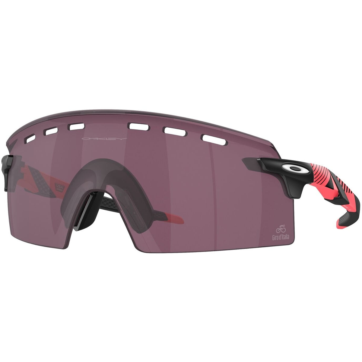 Oakley Encoder Strike Vented Giro D'Italia Sunglasses - Pink Stripes/Prizm Road Black - Wrap Around Sunglasses by Oakley
