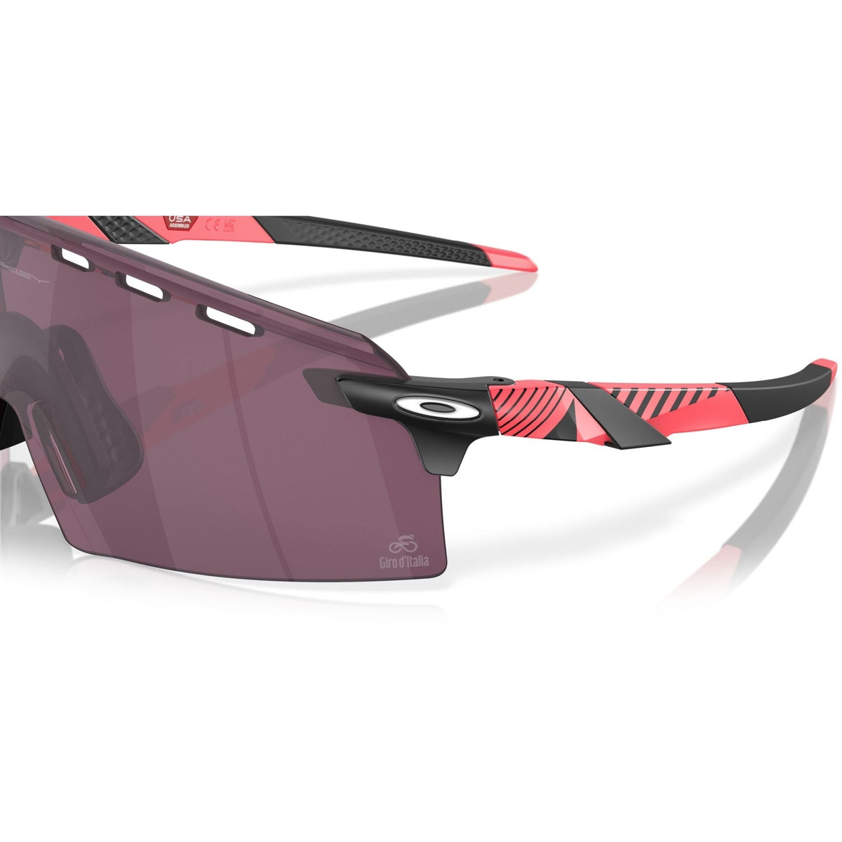 Oakley Encoder Strike Vented Giro D'Italia Sunglasses - Pink Stripes/Prizm Road Black - Wrap Around Sunglasses by Oakley