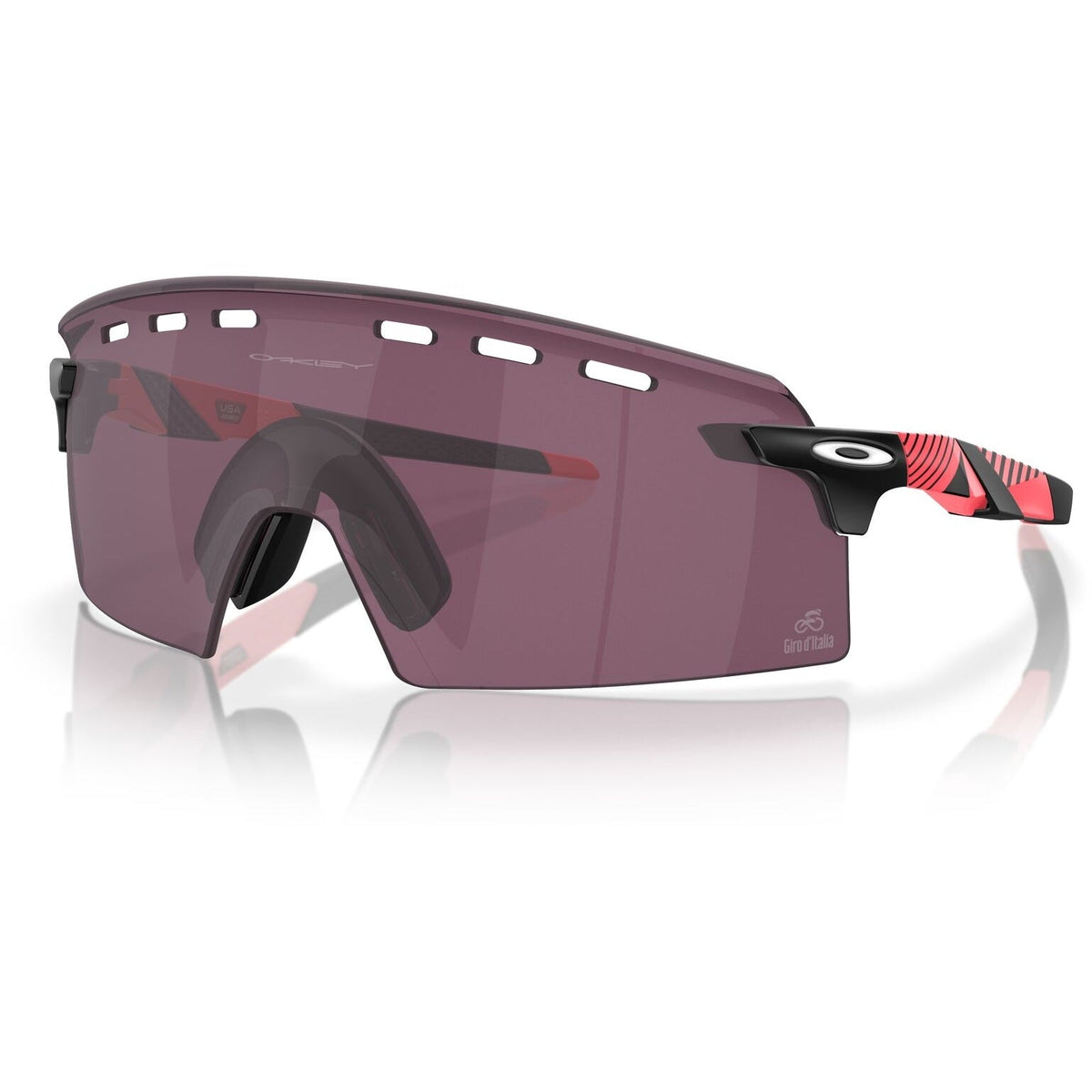 Oakley Encoder Strike Vented Giro D'Italia Sunglasses - Pink Stripes/Prizm Road Black - Wrap Around Sunglasses by Oakley