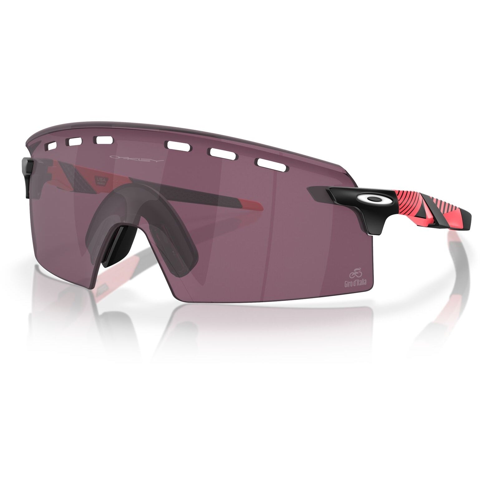 Oakley Encoder Strike Vented Giro D'Italia Sunglasses - Pink Stripes/Prizm Road Black - Wrap Around Sunglasses by Oakley