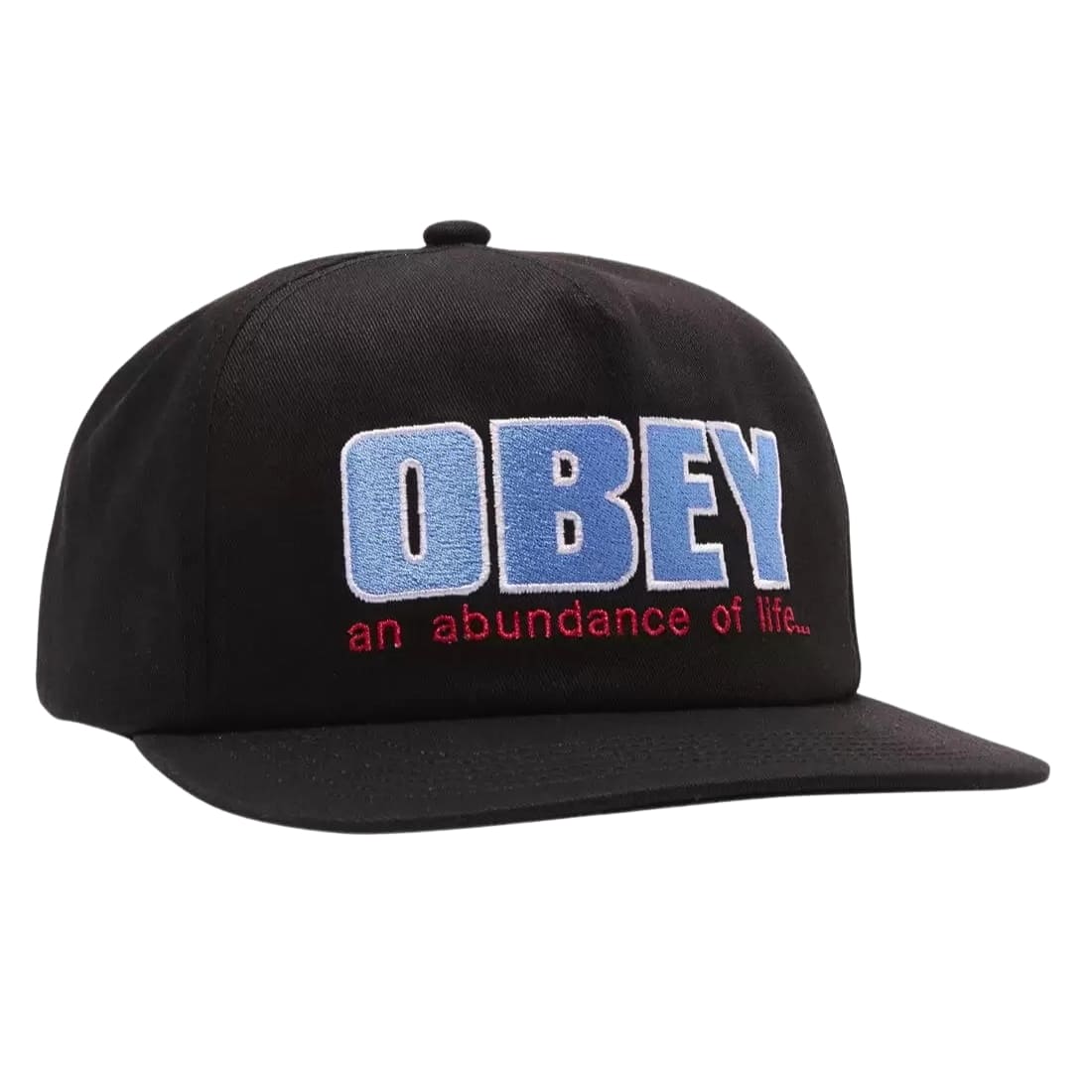 Obey Abundance 5 Panel Snapback - Black - Snapback Cap by Obey One Size