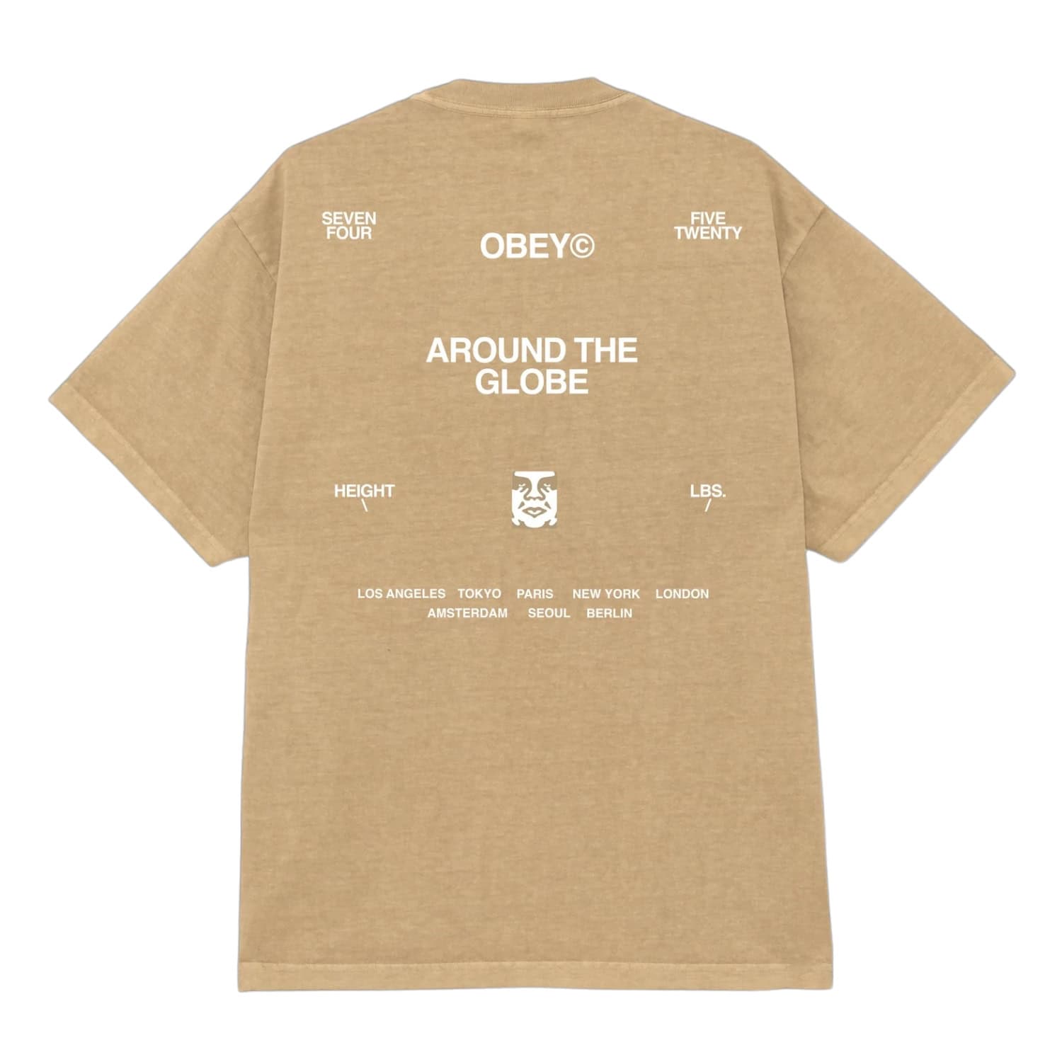 Obey Around The Globe T-Shirt - Pigment Light Khaki - Mens Graphic T-Shirt by Obey