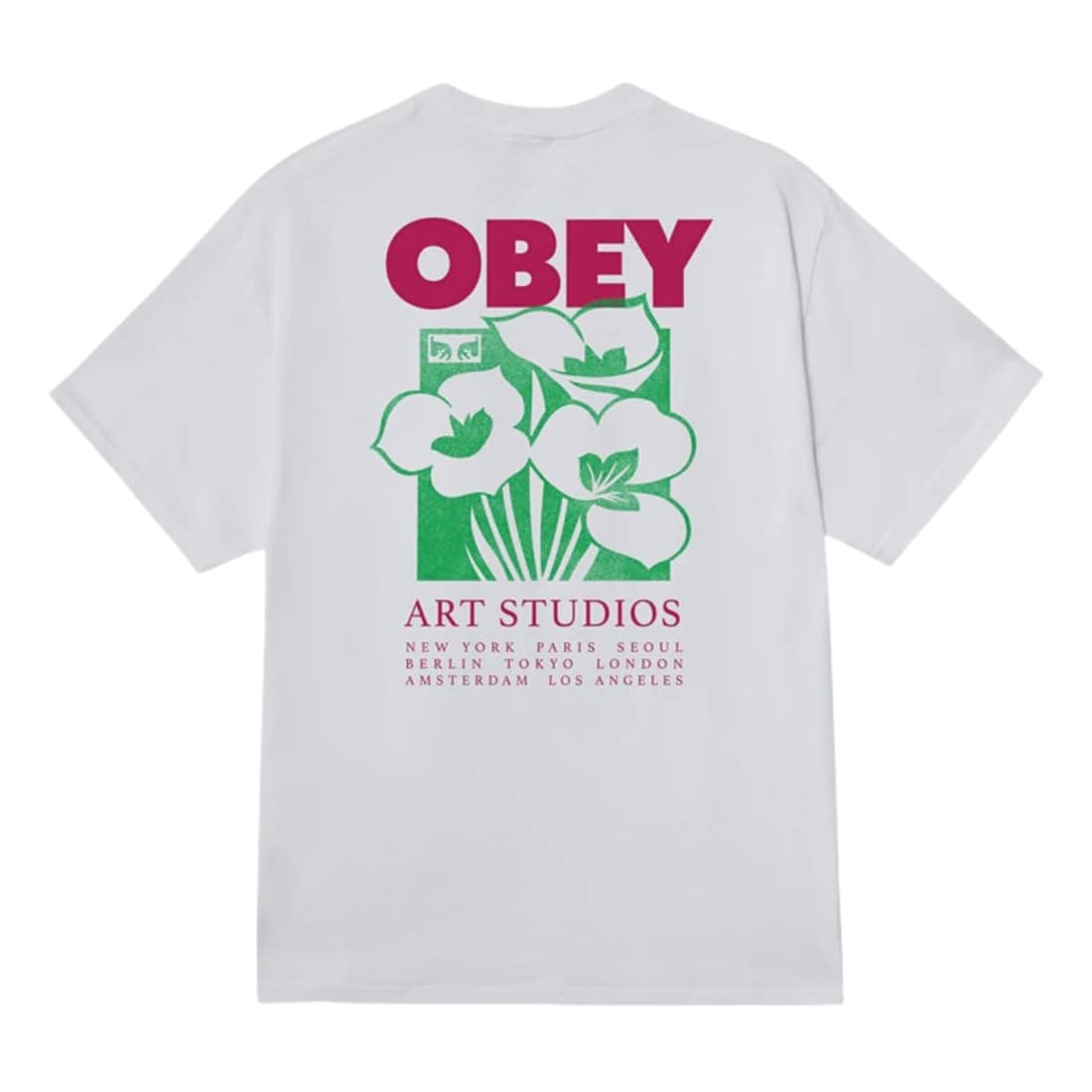 Obey Art Studio Flowers T-Shirt - White - Mens Graphic T-Shirt by Obey