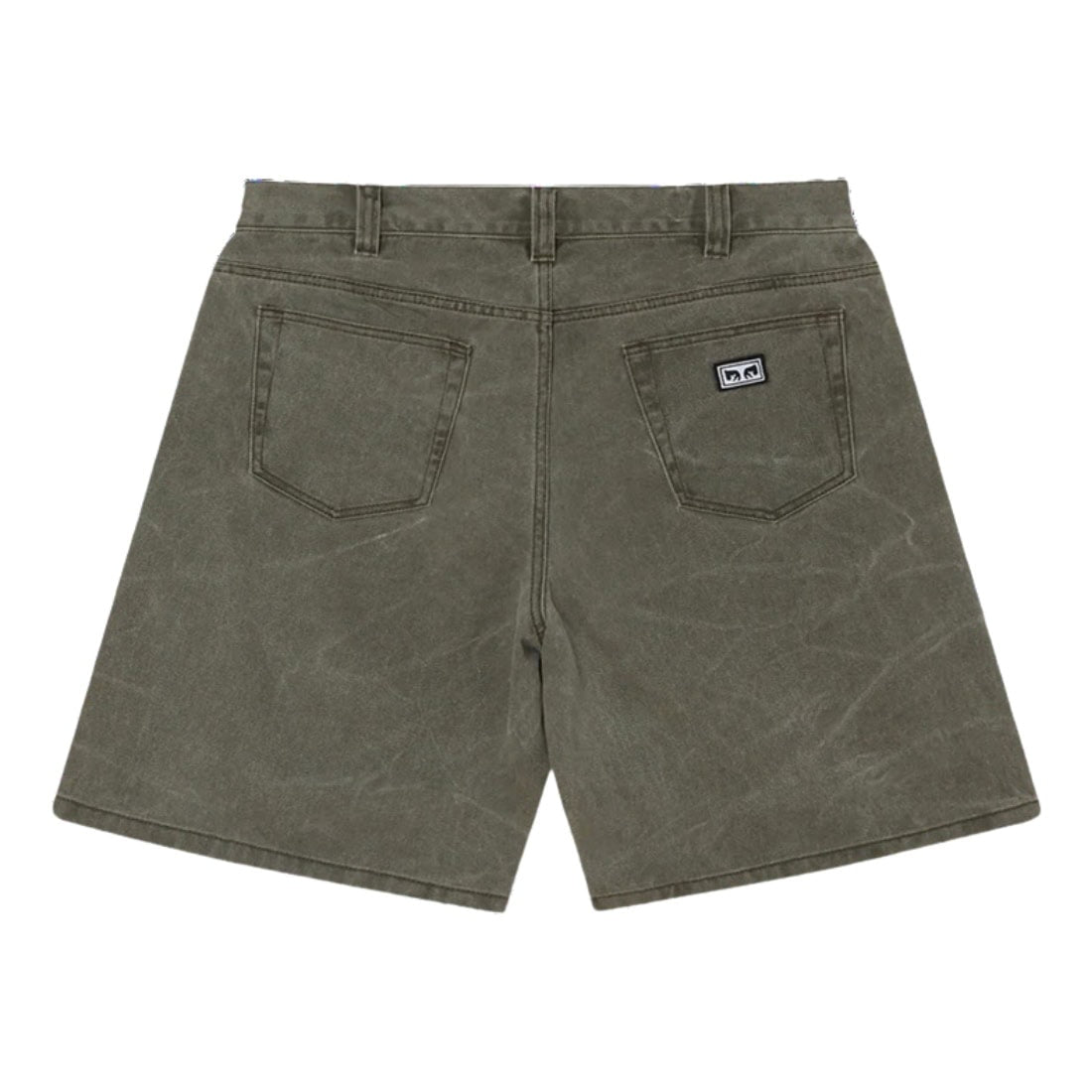 Obey Bigwig Baggy Denim Shorts - Black Olive Wrinkle Wash - Mens Denim Shorts by Obey
