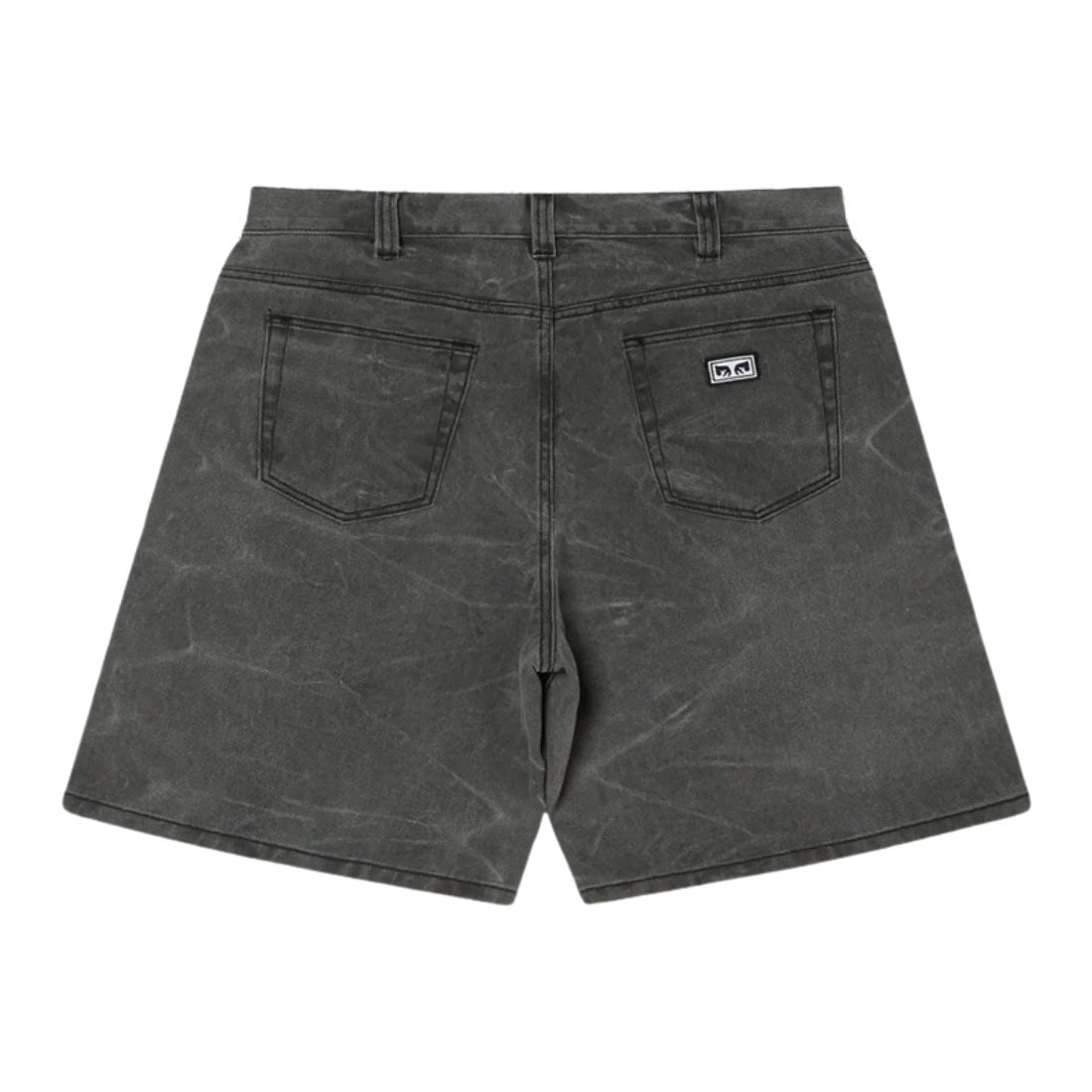 Obey Bigwig Baggy Denim Shorts - Black Wrinkle Wash - Mens Denim Shorts by Obey