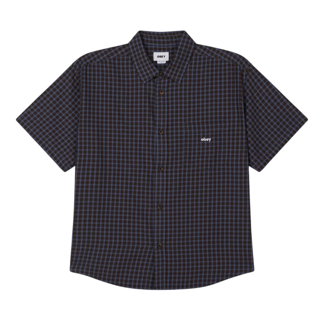 Obey Bigwig Otis Woven Shortsleeve Shirt - Dull Blue Multi - Mens Casual Shirt by Obey