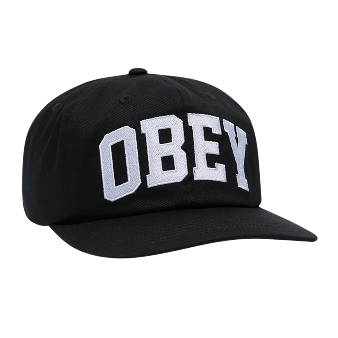 Obey Collegiate 6 Panel Strapback Cap - Black - Strapback Cap by Obey One Size