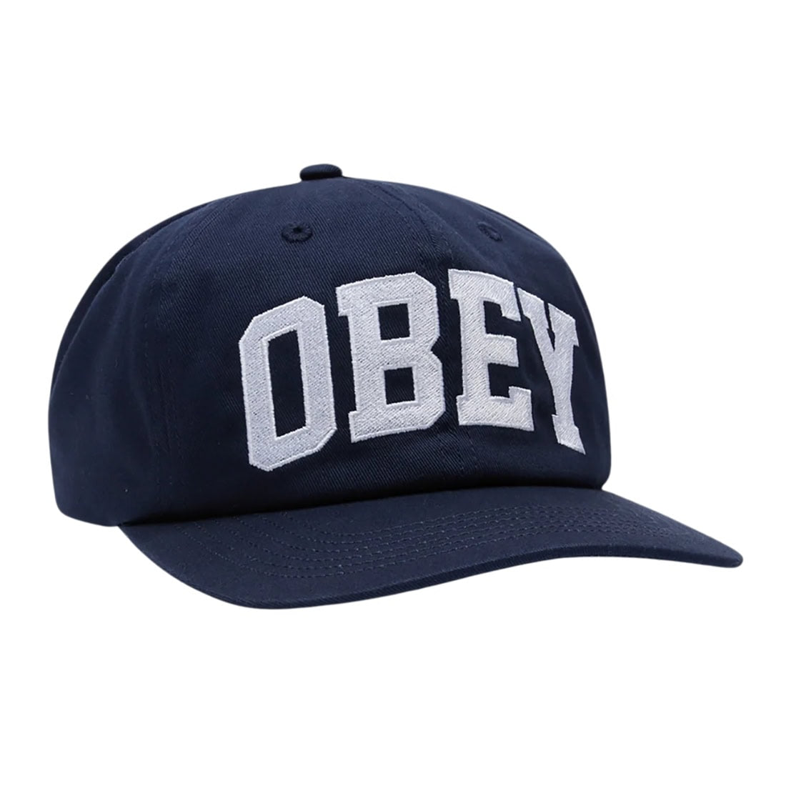Obey Collegiate 6 Panel Strapback Cap - Mild Navy - Strapback Cap by Obey One Size