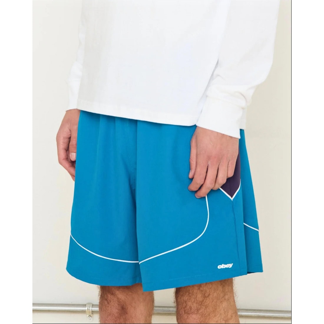 Obey Corner Short - Mykonos Blue Multi - Mens Hybrid Shorts by Obey