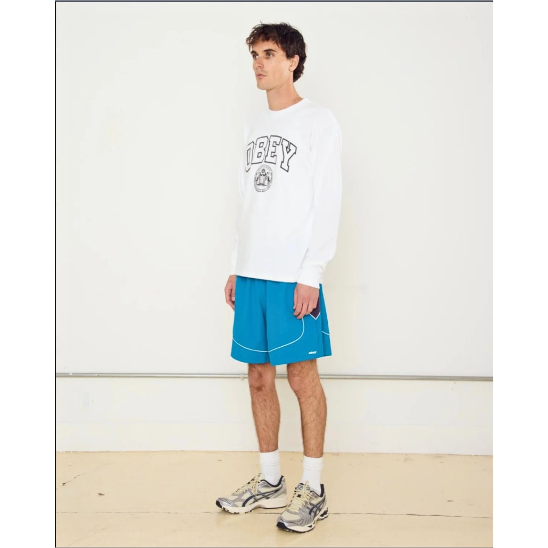 Obey Corner Short - Mykonos Blue Multi - Mens Hybrid Shorts by Obey