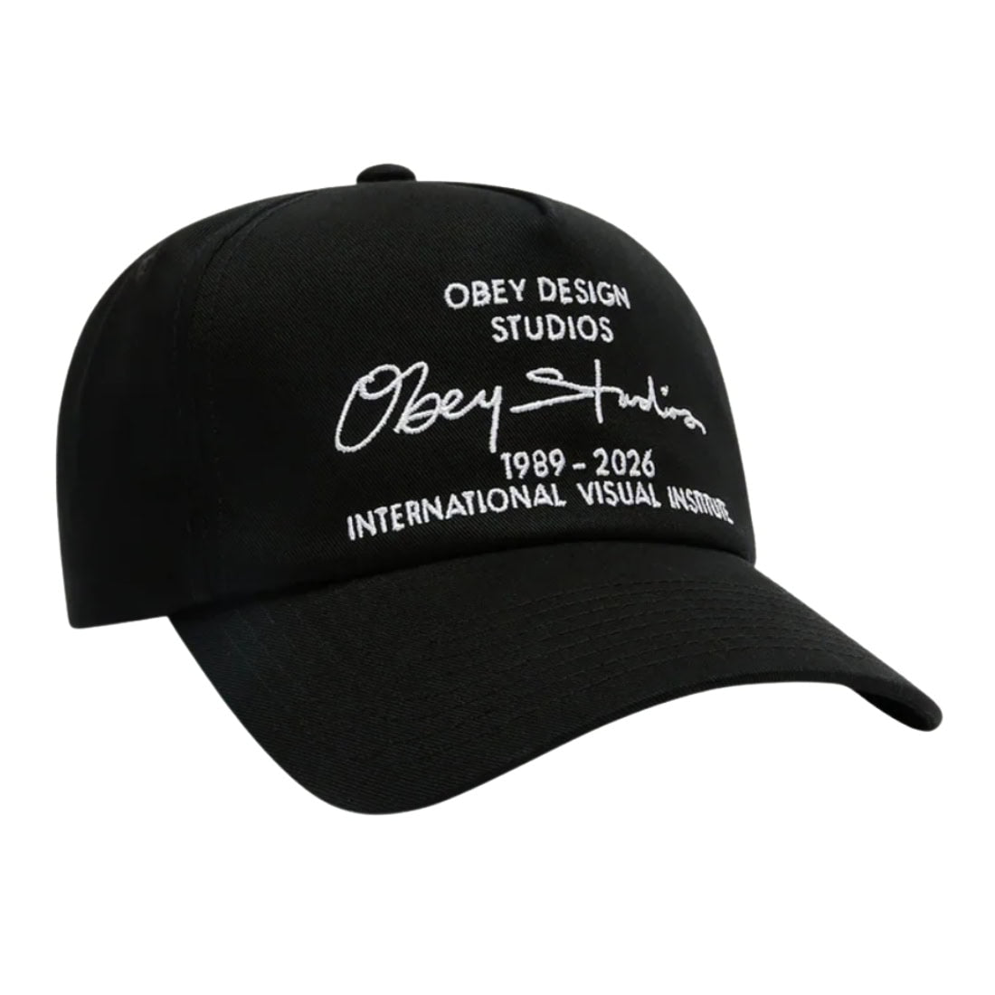 Obey Design Studios 5 Panel Strapback Cap - Black - Strapback Cap by Obey One Size