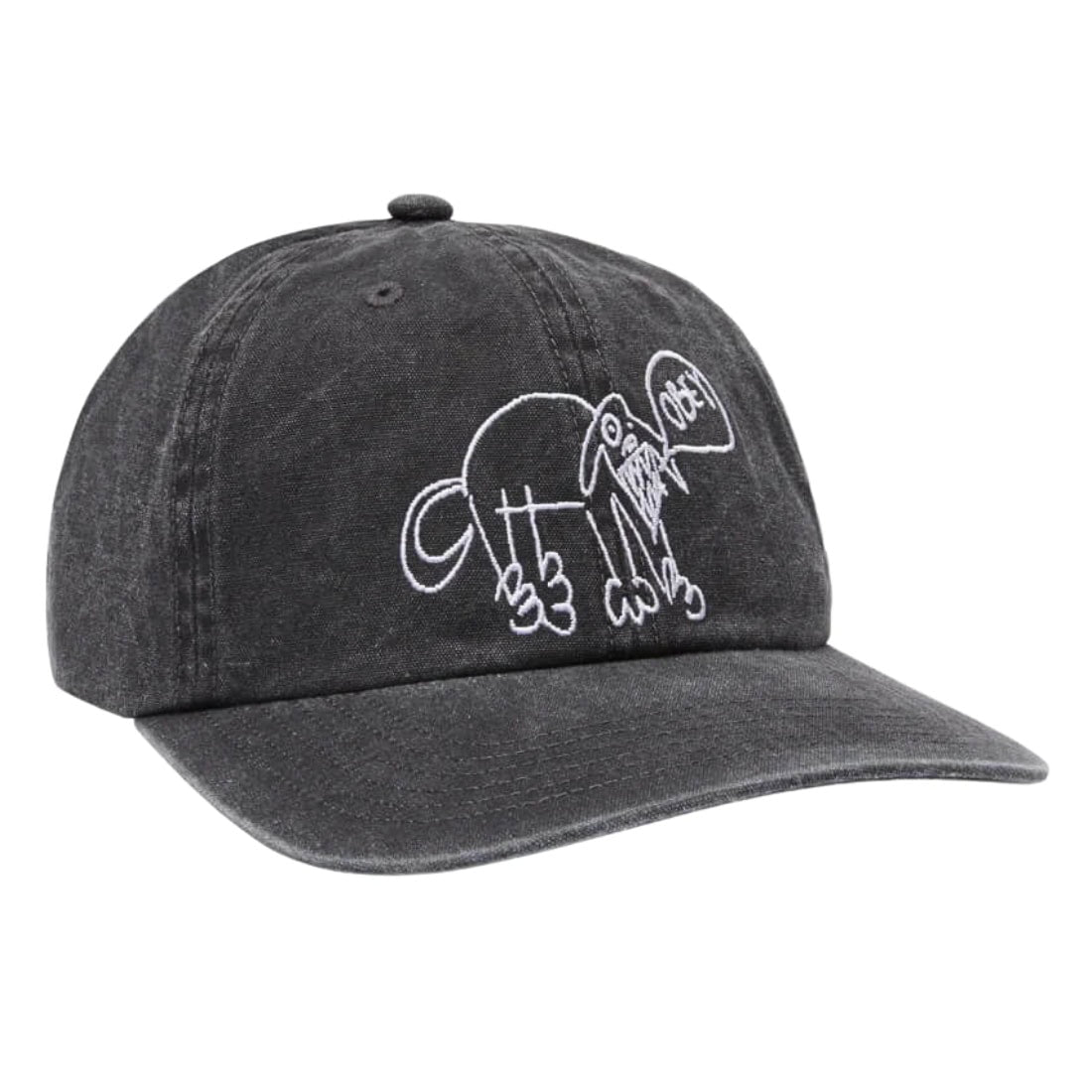 Obey Dog 6 Panel Pigment Cap - Pigment Black - Strapback Cap by Obey One Size