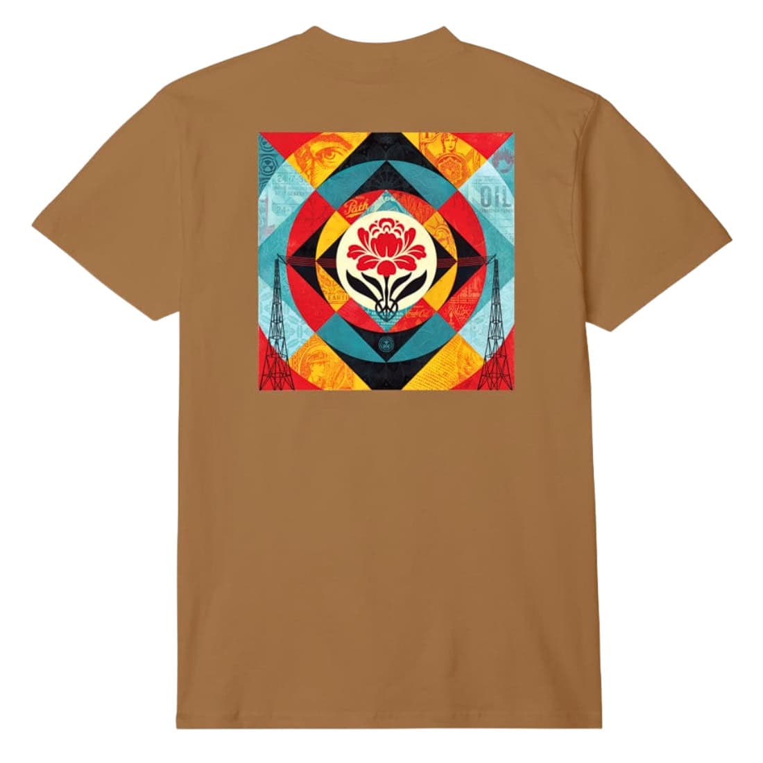 Obey Geometric Power Canvas T-Shirt - Brown Sugar - Mens Graphic T-Shirt by Obey