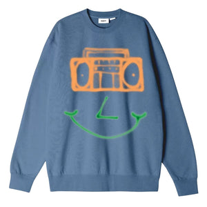 Obey Happy Boombox Premium Crew - Coronet Blue - Mens Crew Neck Sweatshirt by Obey