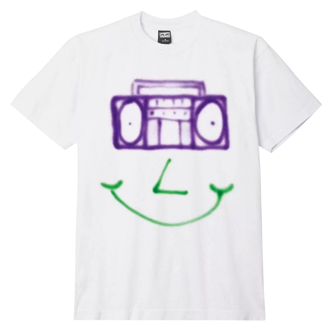 Obey Happy Boombox T-Shirt - White - Mens Graphic T-Shirt by Obey