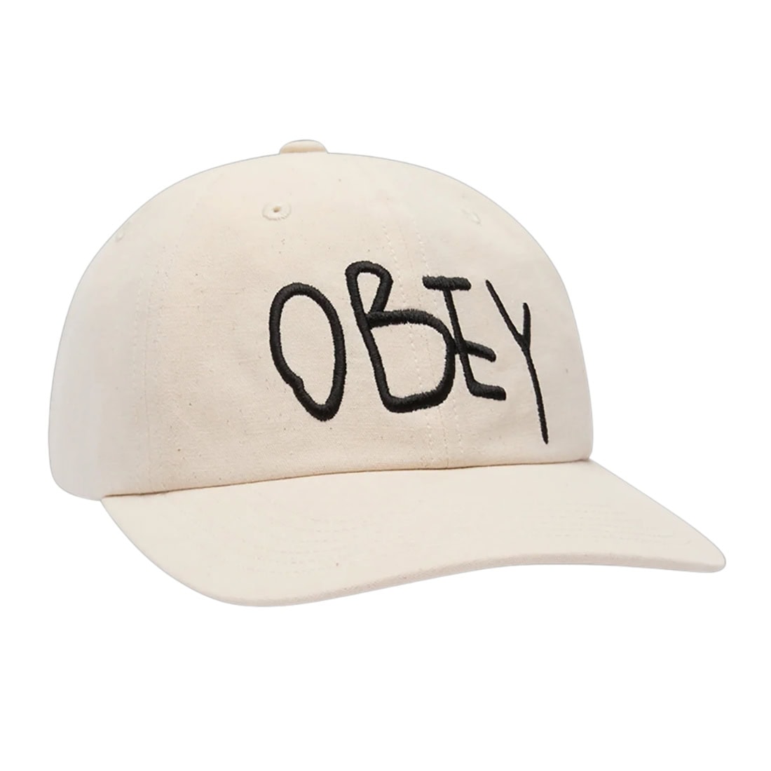 Obey Jot 6 Panel Velcro Back Cap - Unbleached - Strapback Cap by Obey One Size