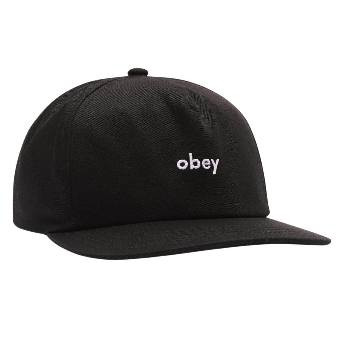 Obey Lowercase 5 Panel Snapback Cap - Black - Snapback Cap by Obey One Size