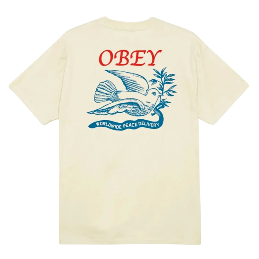 Obey Peace Delivery Dove T-Shirt - Cream - Mens Graphic T-Shirt by Obey