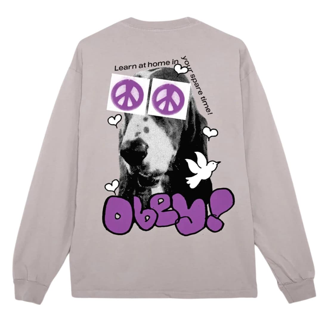 Obey Peace Eyes Heavy Weight Longsleeve Box Fit T-Shirt - Silver Grey