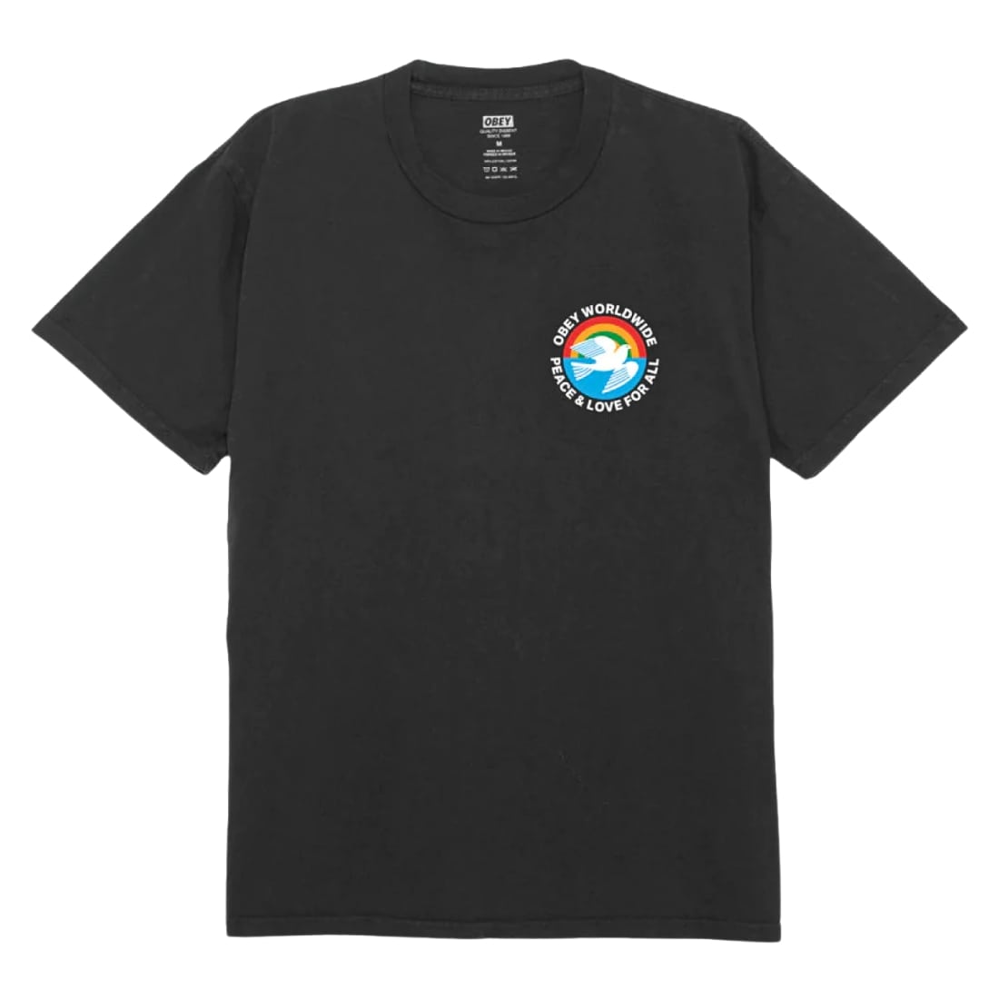 Obey Peace & Love For All T-Shirt - Pigment Vintage Black - Mens Graphic T-Shirt by Obey
