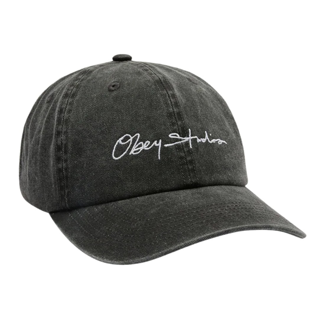 Obey Pigment Signature 6 Panel Strapback Cap - Pigment Black - Strapback Cap by Obey One Size