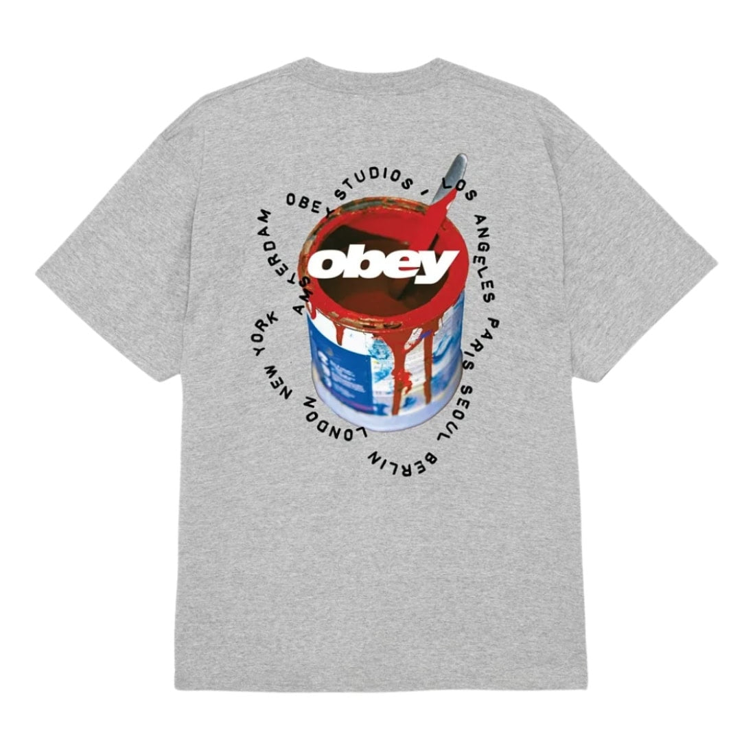 Obey Real Spill T-Shirt - Heather Grey - Mens Graphic T-Shirt by Obey