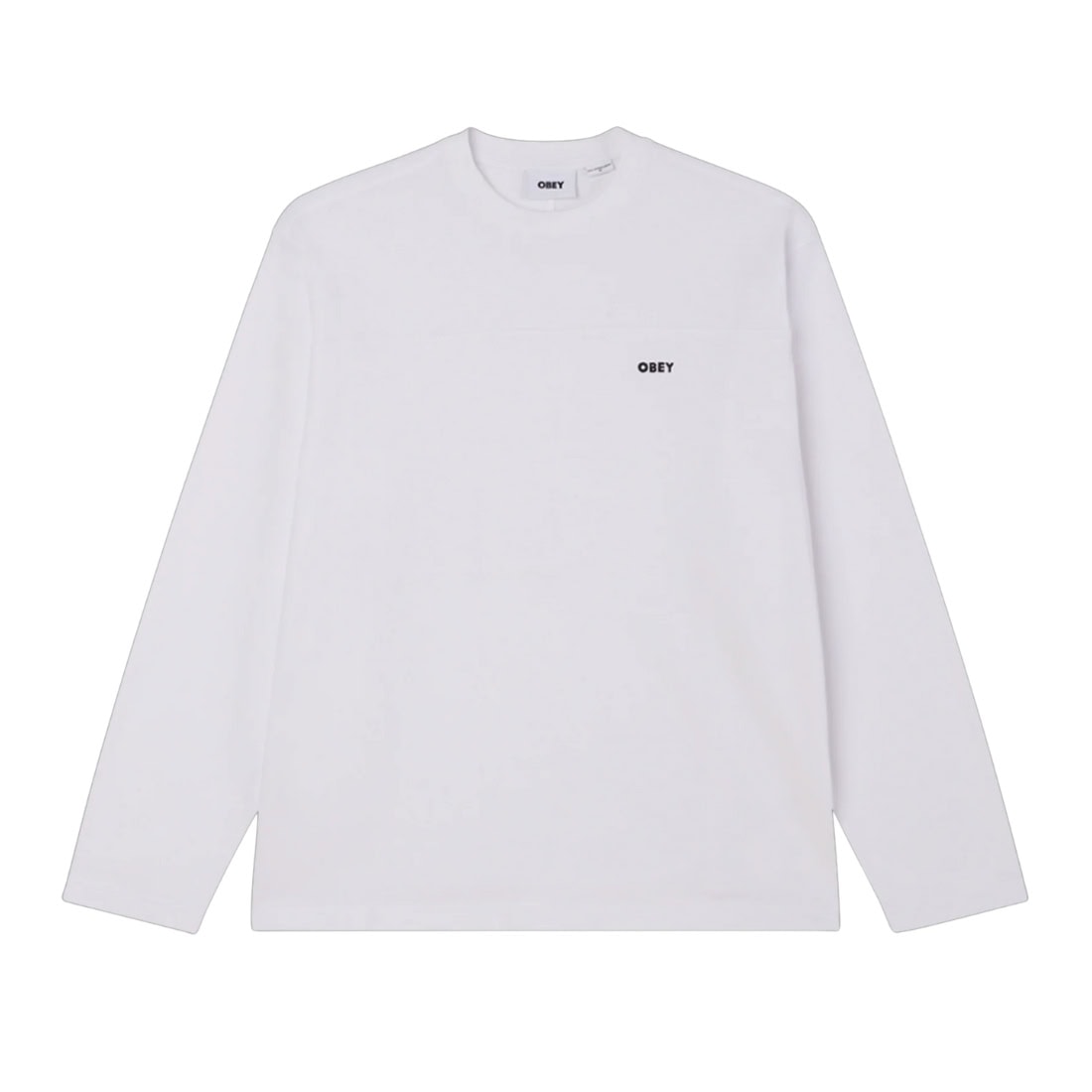 Obey Routine Longsleeve T-Shirt - White - Mens Plain T-Shirt by Obey