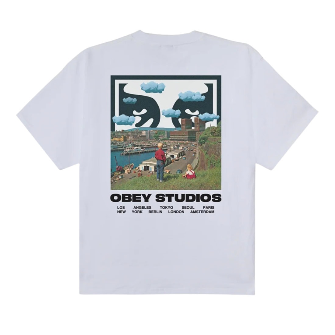 Obey Sky Face T-Shirt - White - Mens Graphic T-Shirt by Obey