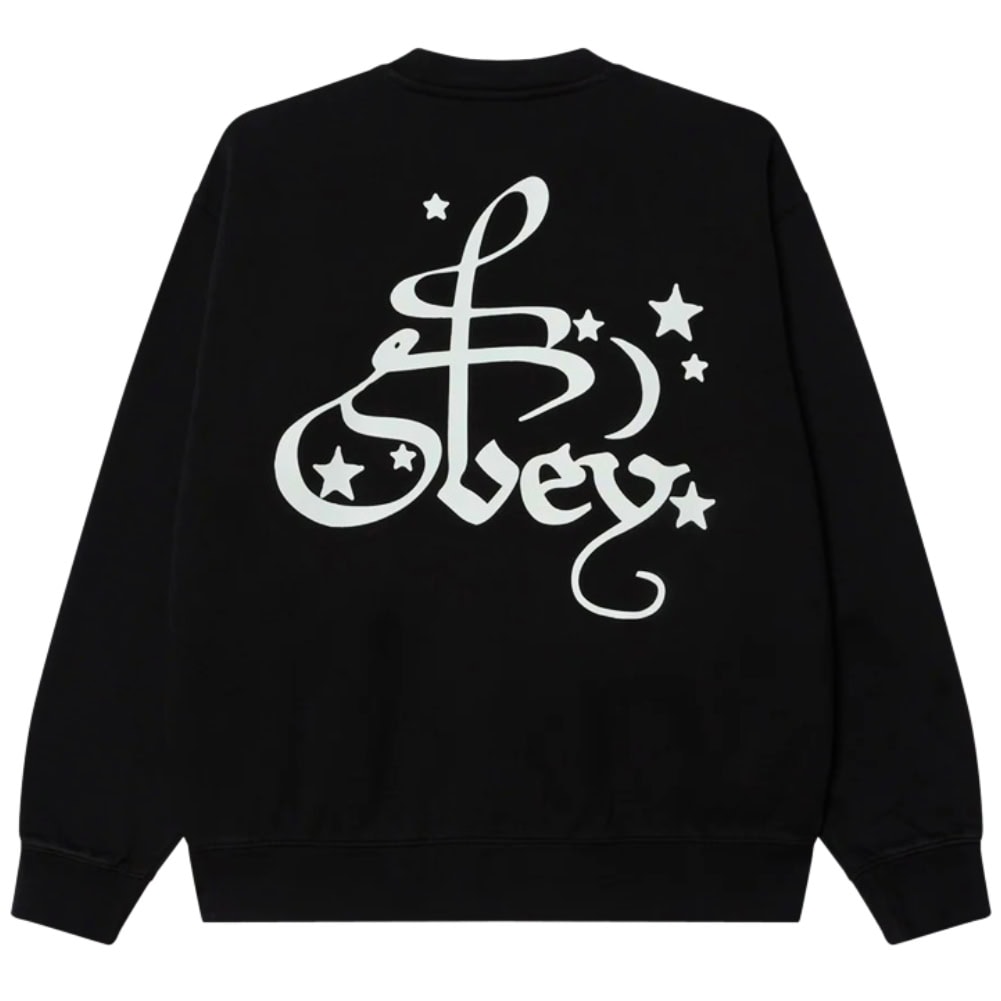 Obey Spellbound Faded Crew - Digital Black - Mens Crew Neck Sweatshirt by Obey