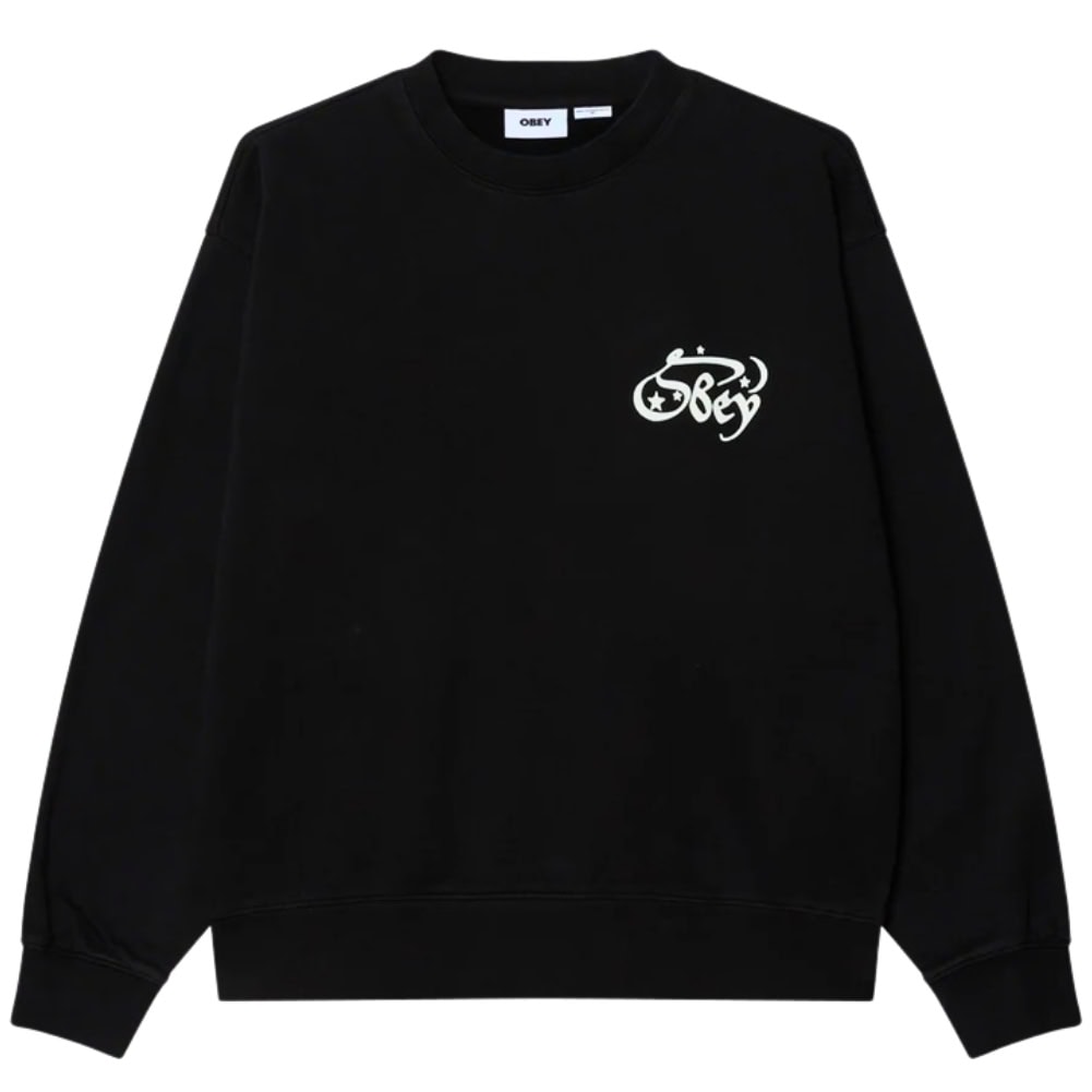 Obey Spellbound Faded Crew - Digital Black - Mens Crew Neck Sweatshirt by Obey