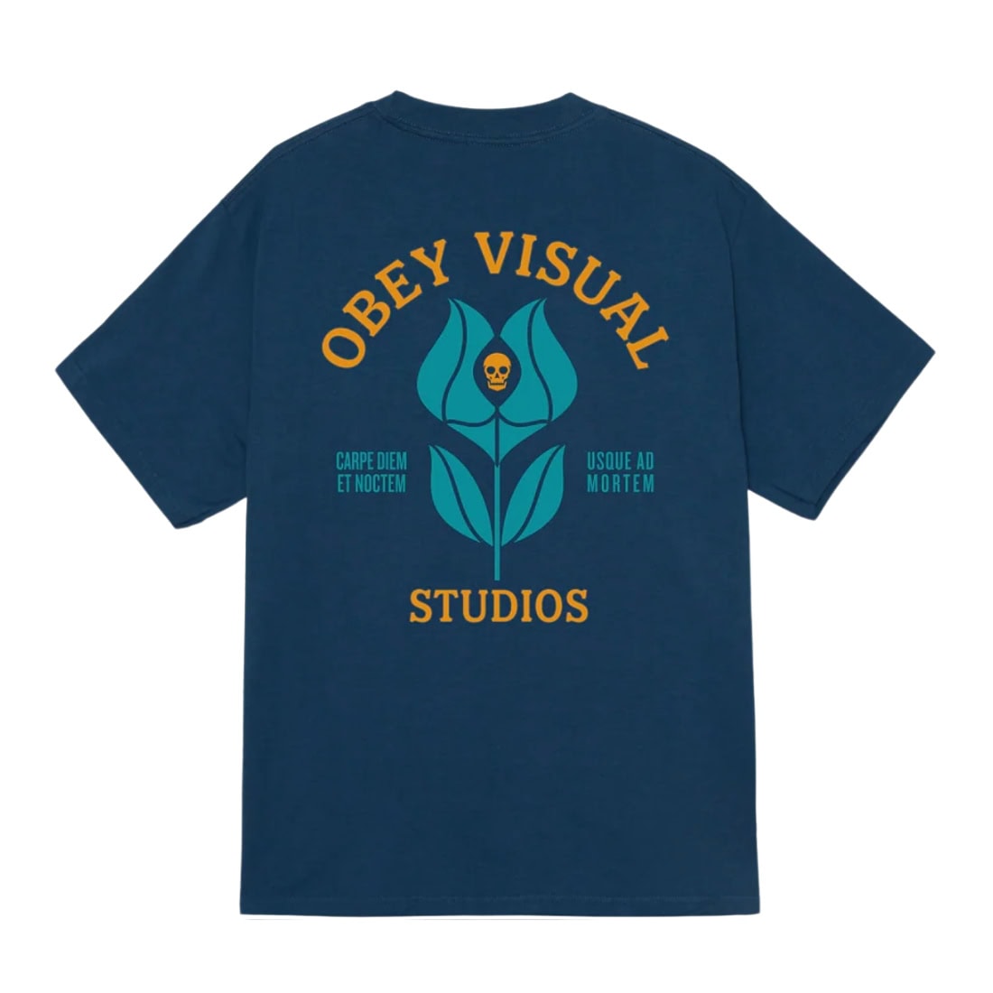 Obey Visual Studios Flower T-Shirt - Harbor Blue - Mens Graphic T-Shirt by Obey