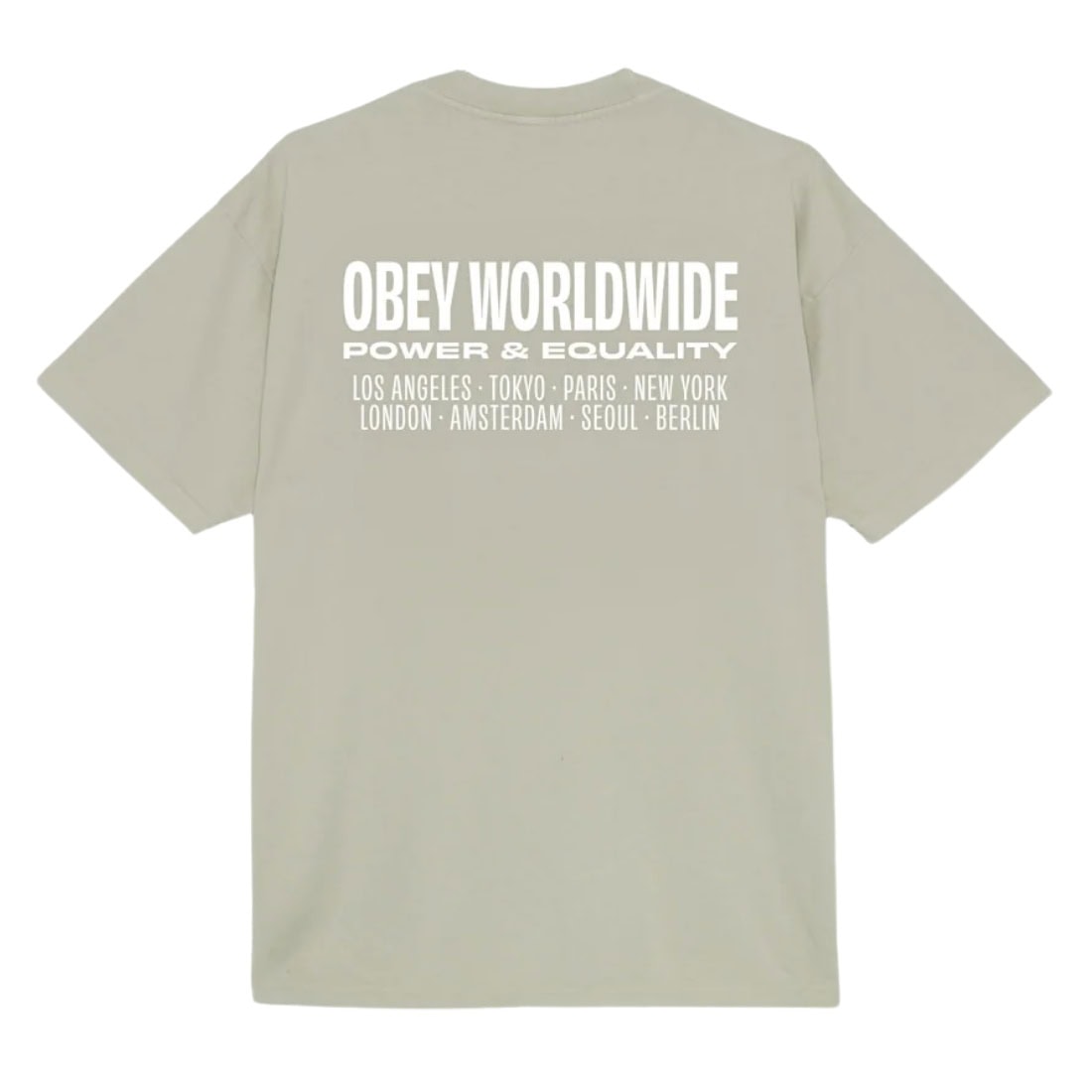 Obey Worldwide Power &amp; Equality Heavyweight T-Shirt - Silver Grey - Mens Graphic T-Shirt by Obey