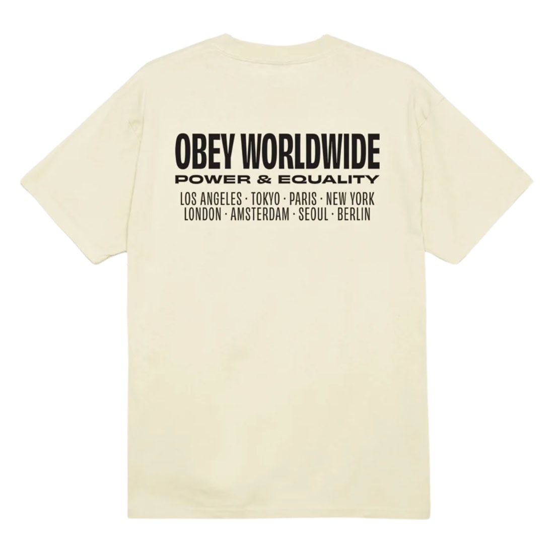 Obey Worldwide Power &amp; Equality T-Shirt - Cream - Mens Graphic T-Shirt by Obey