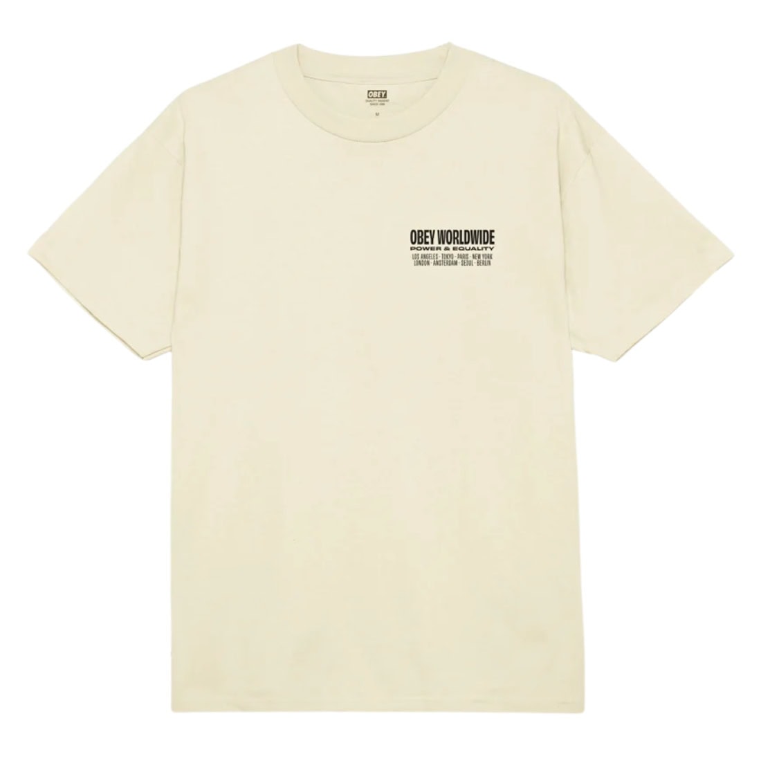 Obey Worldwide Power &amp; Equality T-Shirt - Cream - Mens Graphic T-Shirt by Obey