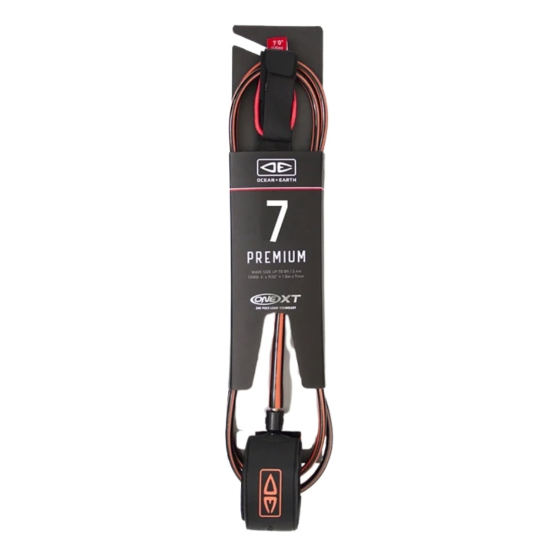 Ocean and Earth 7ft One-XT Premium Leash - Coral - 7ft Surfboard Leash by Ocean and Earth 7ft 0